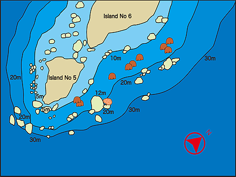シミラン諸島／アニータスリーフの水中ポイントマップ